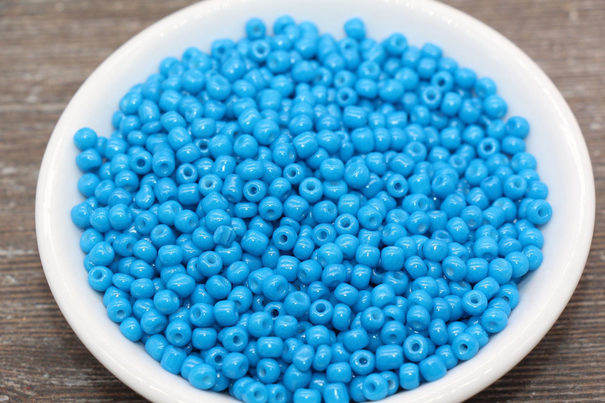 Glass Seed Beads, 4mm 6/0 Glass Round Seed Beads, Glass Blue Opaque Seed Beads, Rocailles Beads, Beading Supplies #1289