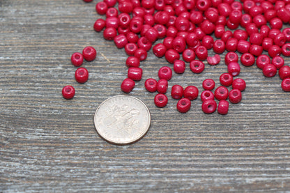 Glass Seed Beads, 4mm 6/0 Glass Round Seed Beads, Glass Deep Red Opaque Seed Beads, Rocailles Beads, Beading Supplies #1288