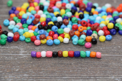 Glass Seed Beads, 4mm 6/0 Glass Round Seed Beads, Glass Multicolored Seed Beads, Mix Colors Glass Rocailles Beads, Beading Supplies #1080