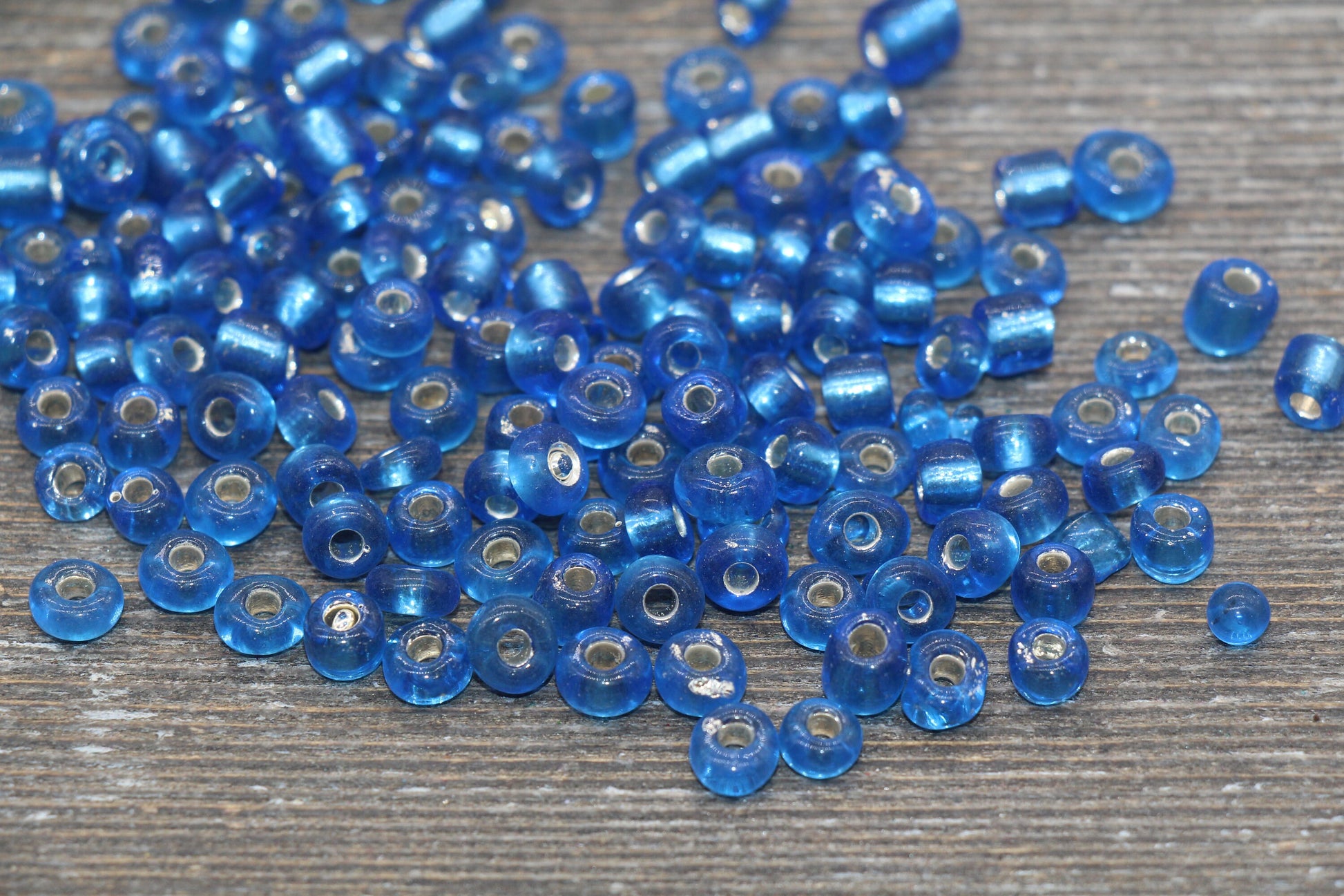 5mm Blue Transparent Glass Beads with Silver Lined, Blue Glass Round Beads, Blue Trans Seed Beads, Rocailles Beads, Beading Supplies #1283