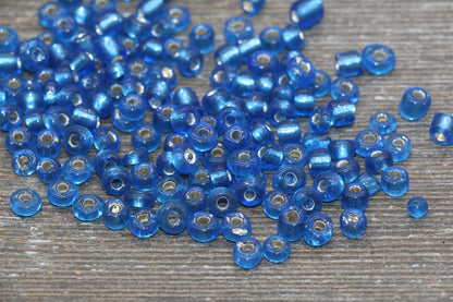 5mm Blue Transparent Glass Beads with Silver Lined, Blue Glass Round Beads, Blue Trans Seed Beads, Rocailles Beads, Beading Supplies #1283