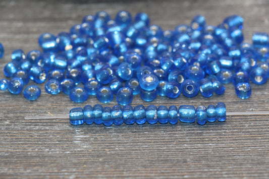 5mm Blue Transparent Glass Beads with Silver Lined, Blue Glass Round Beads, Blue Trans Seed Beads, Rocailles Beads, Beading Supplies #1283