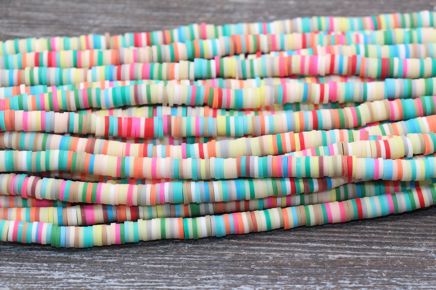 6mm Multicolored Heishi Beads, Polymer Clay Disc Beads, African Disc Beads, Wholesale Vinyl Heishi, 16 inch Strand #236