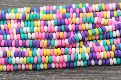 6mm Chunky Multicolor Polymer Clay Beads, Mix Colors Heishi Spacer Beads, Polymer Clay Rondell Beads, Vinyl Heishi Spacer Beads #63