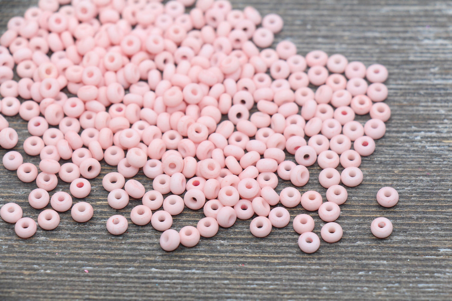 Matte Glass Seed Beads, 4mm 6/0 Glass Round Seed Beads, Pastel Light Peach Seed Beads, Frosted Rocailles Beads, Beading Supplies #2060