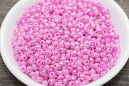 Creamy Glass Seed Beads, 4mm 6/0 Glass Round Seed Beads, Creamy Pink Seed Beads, Glossy Rocailles Beads, Beading Supplies #2066