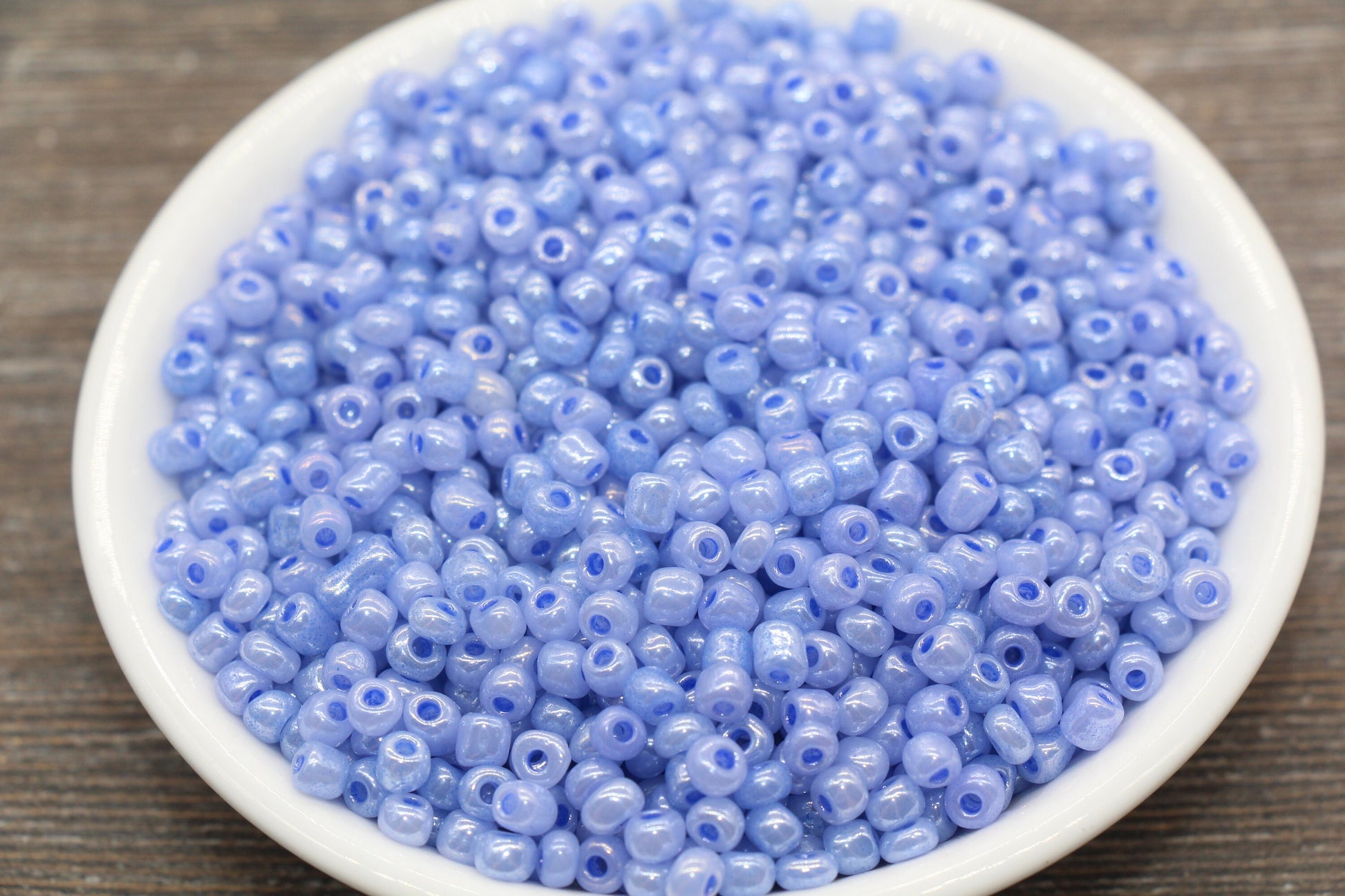 Creamy Glass Seed Beads, 4mm 6/0 Glass Round Seed Beads, Creamy Dusk Blue Seed Beads, Glossy Rocailles Beads, Beading Supplies #2068