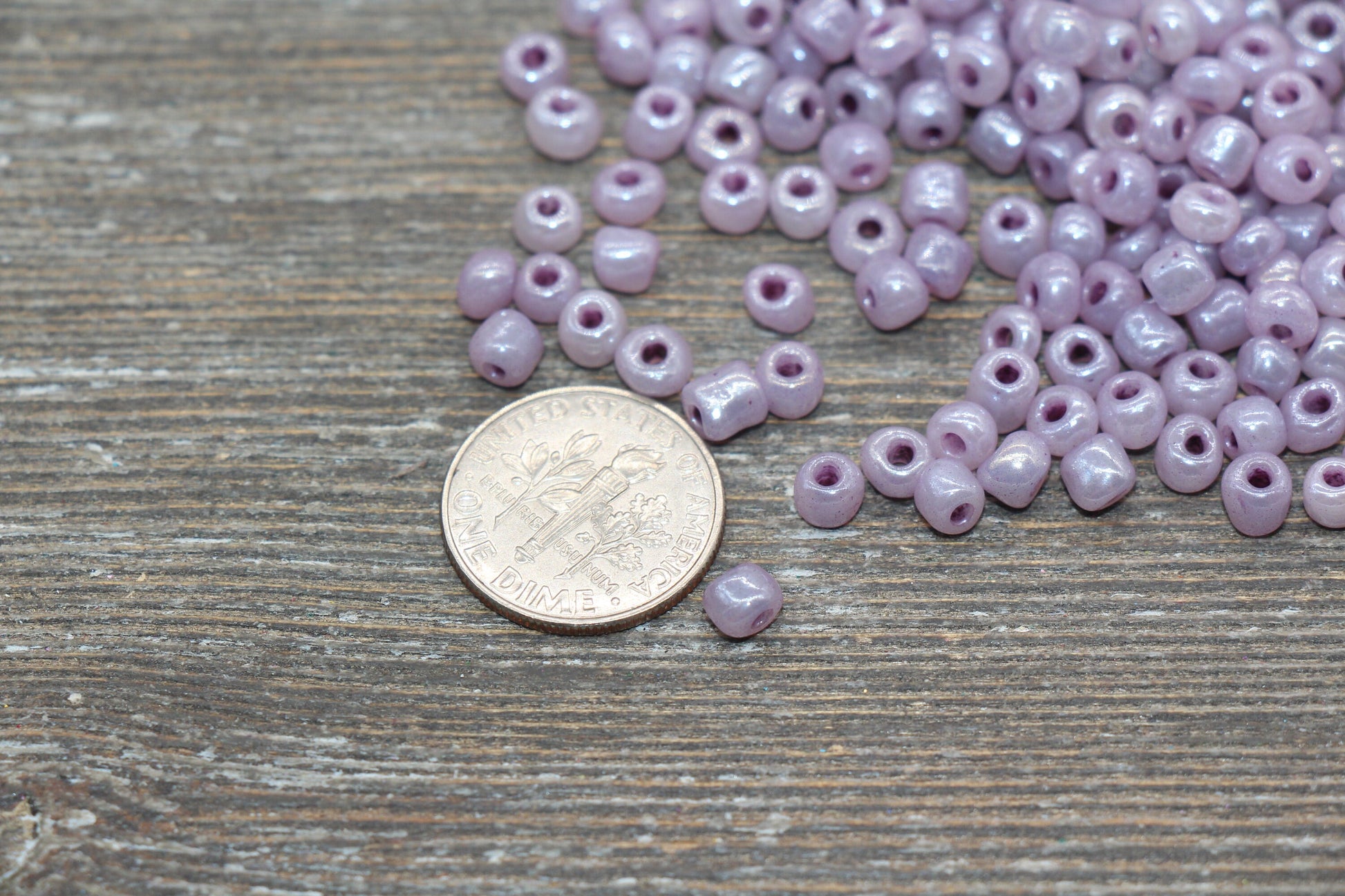 Creamy Glass Seed Beads, 4mm 6/0 Glass Round Seed Beads, Creamy Heather Purple Seed Beads, Glossy Rocailles Beads, Beading Supplies #2070