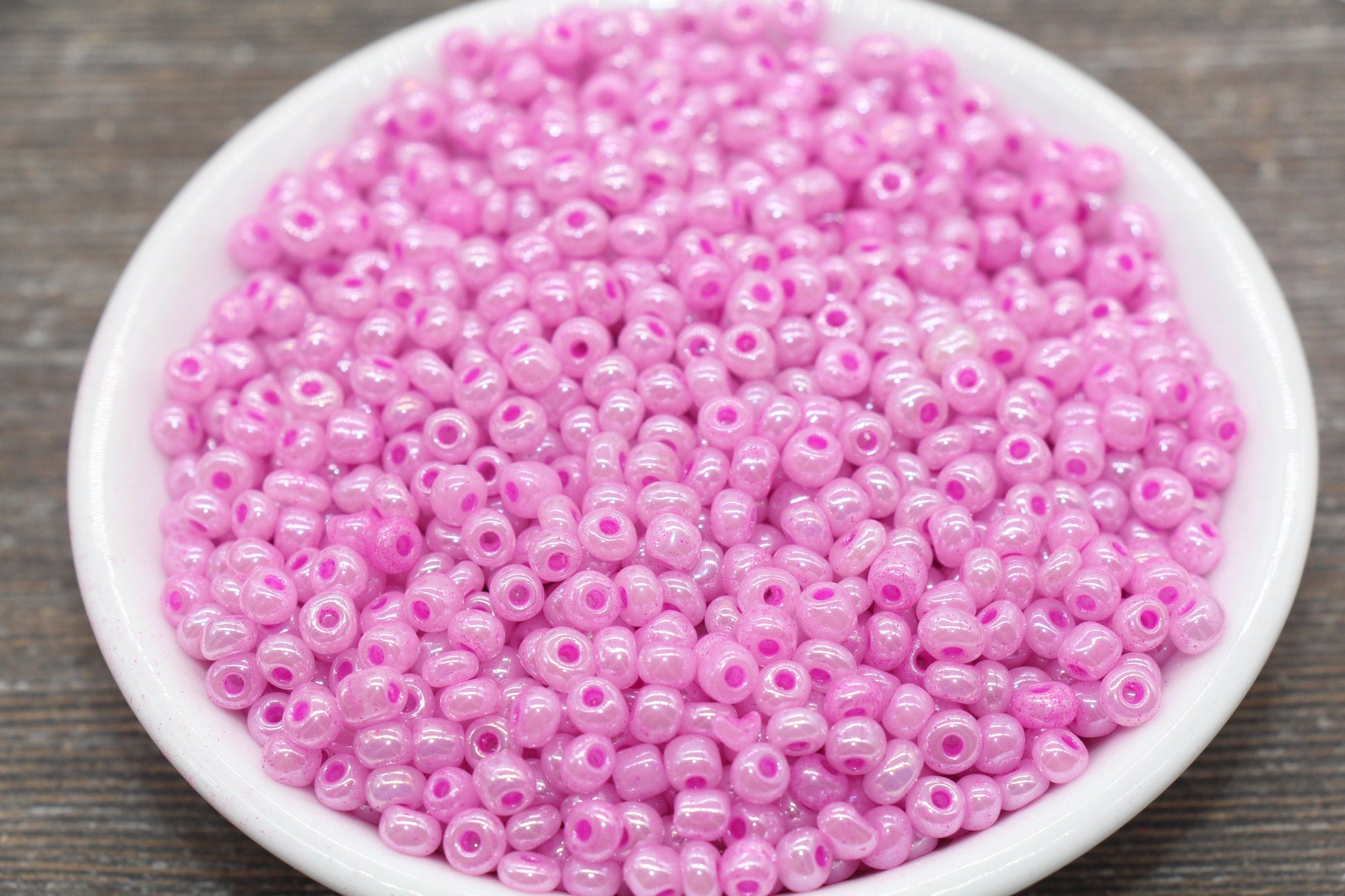 Creamy Glass Seed Beads, 4mm 6/0 Glass Round Seed Beads, Creamy Pink Seed Beads, Glossy Rocailles Beads, Beading Supplies #2072