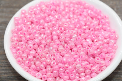 Creamy Glass Seed Beads, 4mm 6/0 Glass Round Seed Beads, Creamy Pink Seed Beads, Glossy Rocailles Beads, Beading Supplies #2073