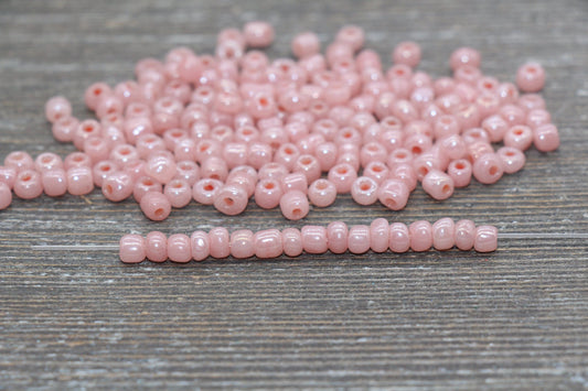 Creamy Glass Seed Beads, 4mm 6/0 Glass Round Seed Beads, Creamy Peach Seed Beads, Glossy Rocailles Beads, Beading Supplies #2075