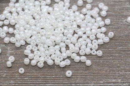 Creamy Glass Seed Beads, 4mm 6/0 Glass Round Seed Beads, Creamy White Seed Beads, Glossy Rocailles Beads, Beading Supplies #2077