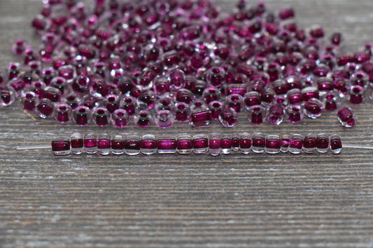 Transparent Glass Beads with Wine Lined, 4mm 6/0 Glass Round Beads, Wine Seed Beads, Rocailles Beads, Beading Supplies #2082