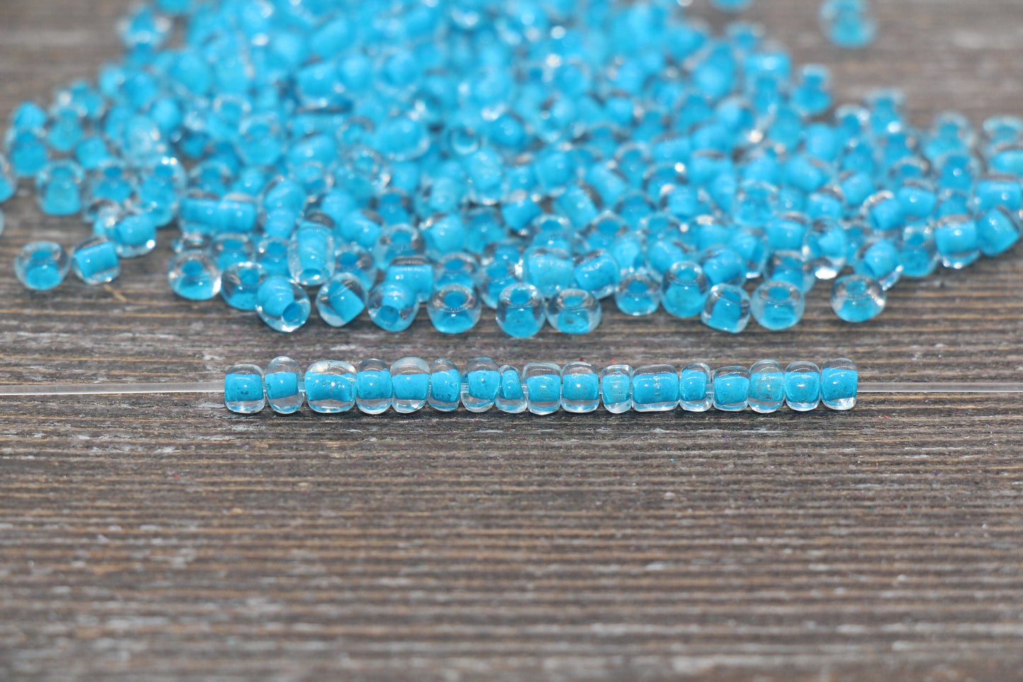 Transparent Glass Beads with Blue Lined, 4mm 6/0 Glass Round Beads, Blue Lined Seed Beads, Rocailles Beads, Beading Supplies #2089