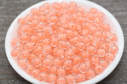 8mm Peach Round Beads, Peach Acrylic Round Gumball Beads, Bubblegum Beads, Chunky Beads, Plastic Round Bead #1917