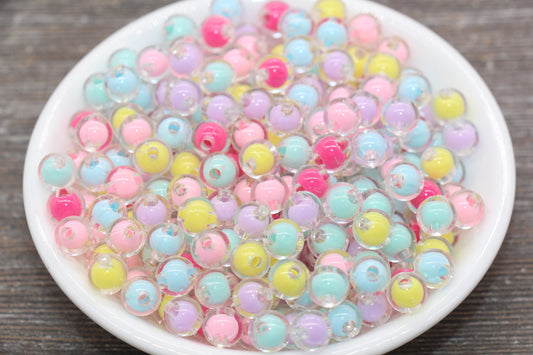 8mm Multicolor Round Beads, Mix Color Acrylic Round Gumball Beads, Bubblegum Beads, Chunky Beads, Plastic Round Bead #1916