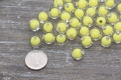 10mm Yellow Round Beads, Yellow Acrylic Round Gumball Beads, Bubblegum Beads, Chunky Beads, Plastic Round Bead #1922