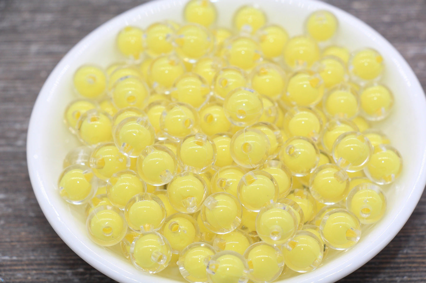 10mm Yellow Round Beads, Yellow Acrylic Round Gumball Beads, Bubblegum Beads, Chunky Beads, Plastic Round Bead #1922