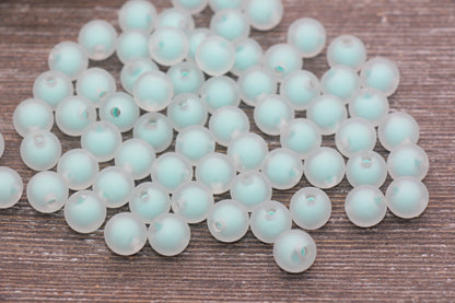 10mm Matte Mint Green Gumball Beads, Round Acrylic Loose Beads, Frosted Bubblegum Beads, Chunky Beads, Round Plastic Beads #1934