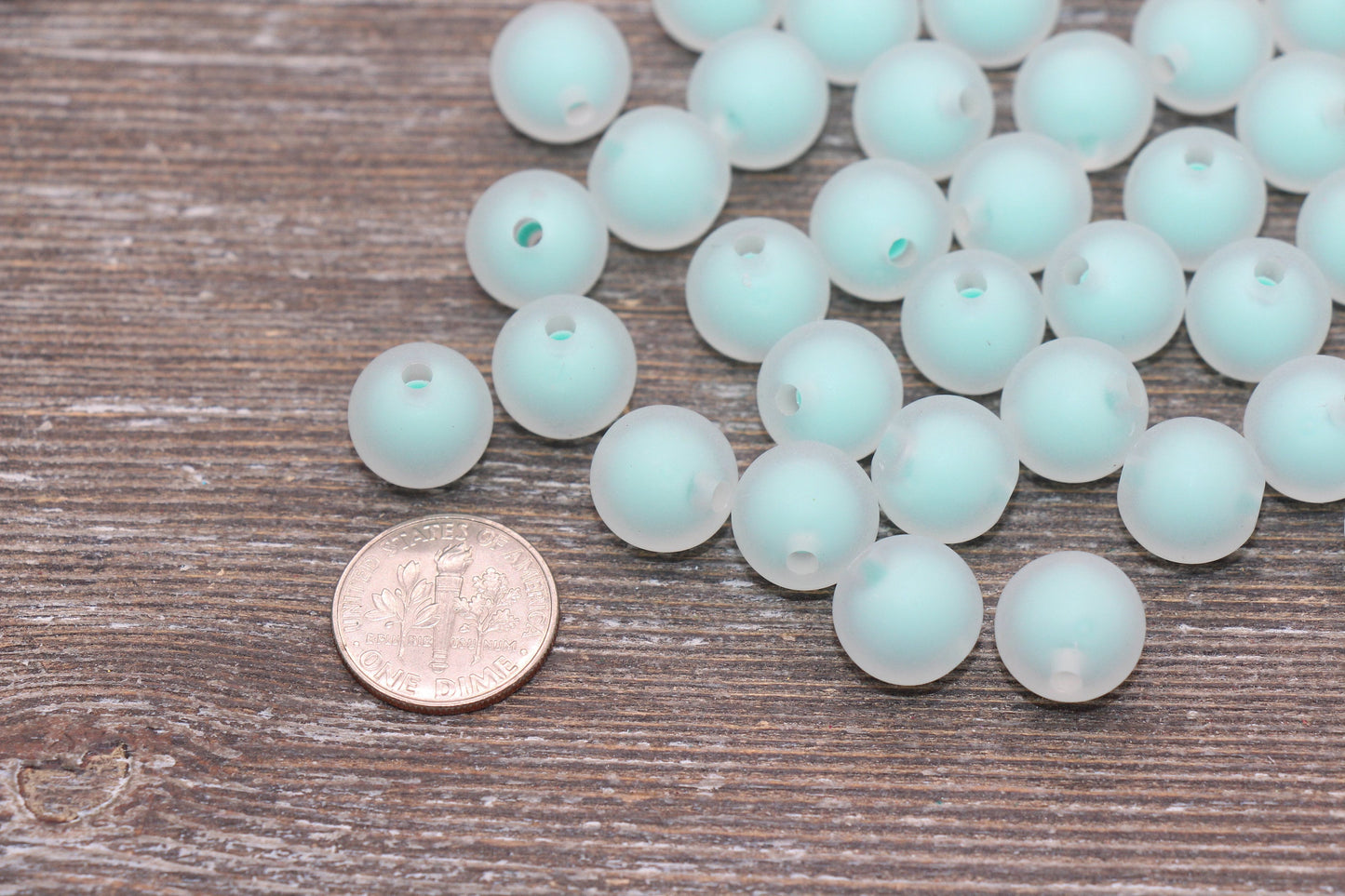 12mm Matte Mint Green Round Beads, Frosted Acrylic Round Gumball Beads, Bubblegum Beads, Chunky Beads, Plastic Round Bead #1936
