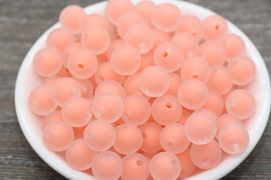 12mm Matte Peach Round Beads, Frosted Acrylic Round Gumball Beads, Bubblegum Beads, Chunky Beads, Plastic Round Bead #1938