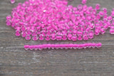 Transparent Glass Beads with Pink Lined, 4mm 6/0 Glass Round Beads, Pink Lined Seed Beads, Rocailles Beads, Beading Supplies #2091