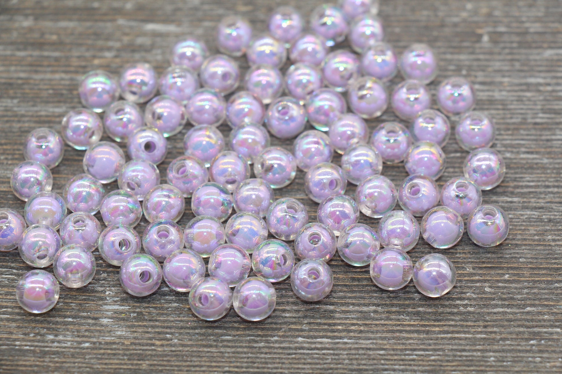 8mm Iridescent Light Purple Gumball Beads, AB Purple Round Loose Beads, Glossy Shinny Bubblegum Beads, Chunky Beads, Round Beads #1945