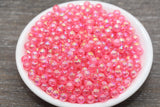 6mm Pink AB Round Beads, Iridescent Acrylic Gumball Beads, Translucent Round Spacer Beads, Bubblegum Beads, Plastic Round Bead #1964
