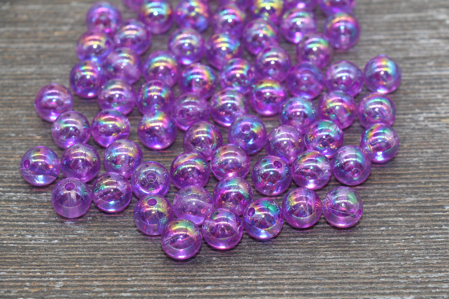 10mm Lavender AB Round Beads, Iridescent Purple Acrylic Gumball Beads, Translucent Round Beads, Bubblegum Beads, Plastic Round Bead #1973