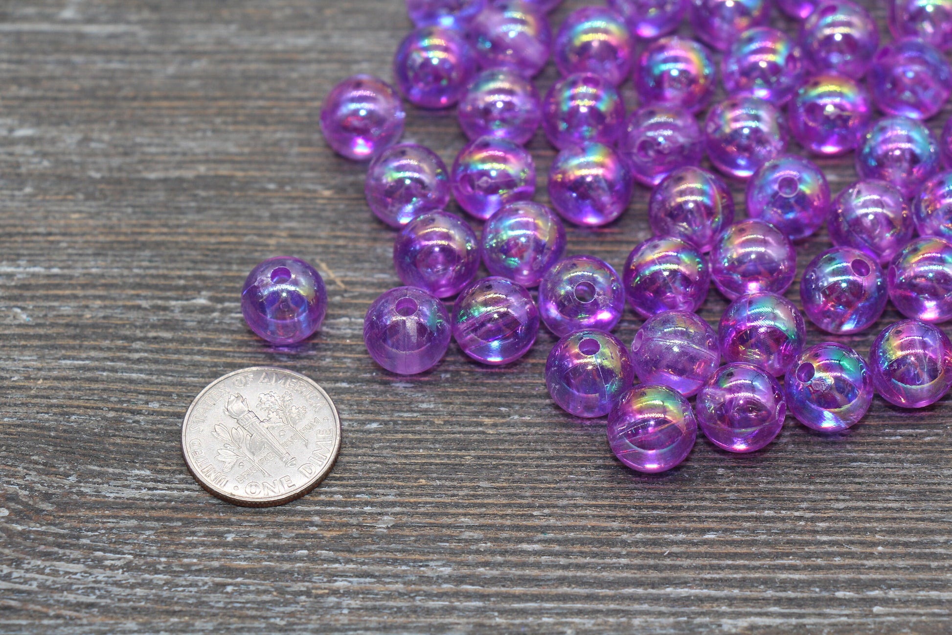 10mm Lavender AB Round Beads, Iridescent Purple Acrylic Gumball Beads, Translucent Round Beads, Bubblegum Beads, Plastic Round Bead #1973