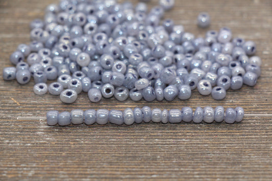 Creamy Glass Seed Beads, 4mm 6/0 Glass Round Seed Beads, Creamy Gray Seed Beads, Glossy Rocailles Beads, Beading Supplies #2078