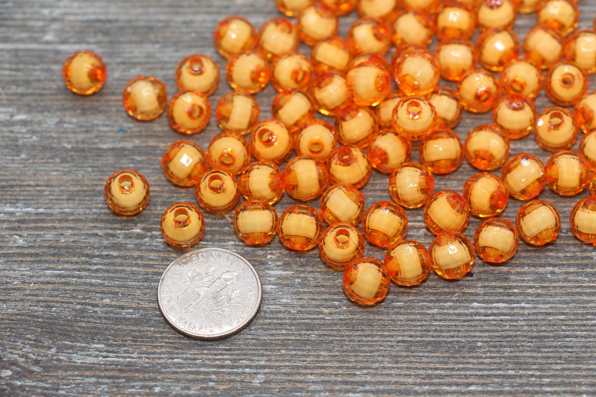 8mm Orange Faceted Beads, Round Faceted Acrylic Loose Beads, Bubblegum Beads, Chunky Beads, Bracelet Gumball Beads #1990