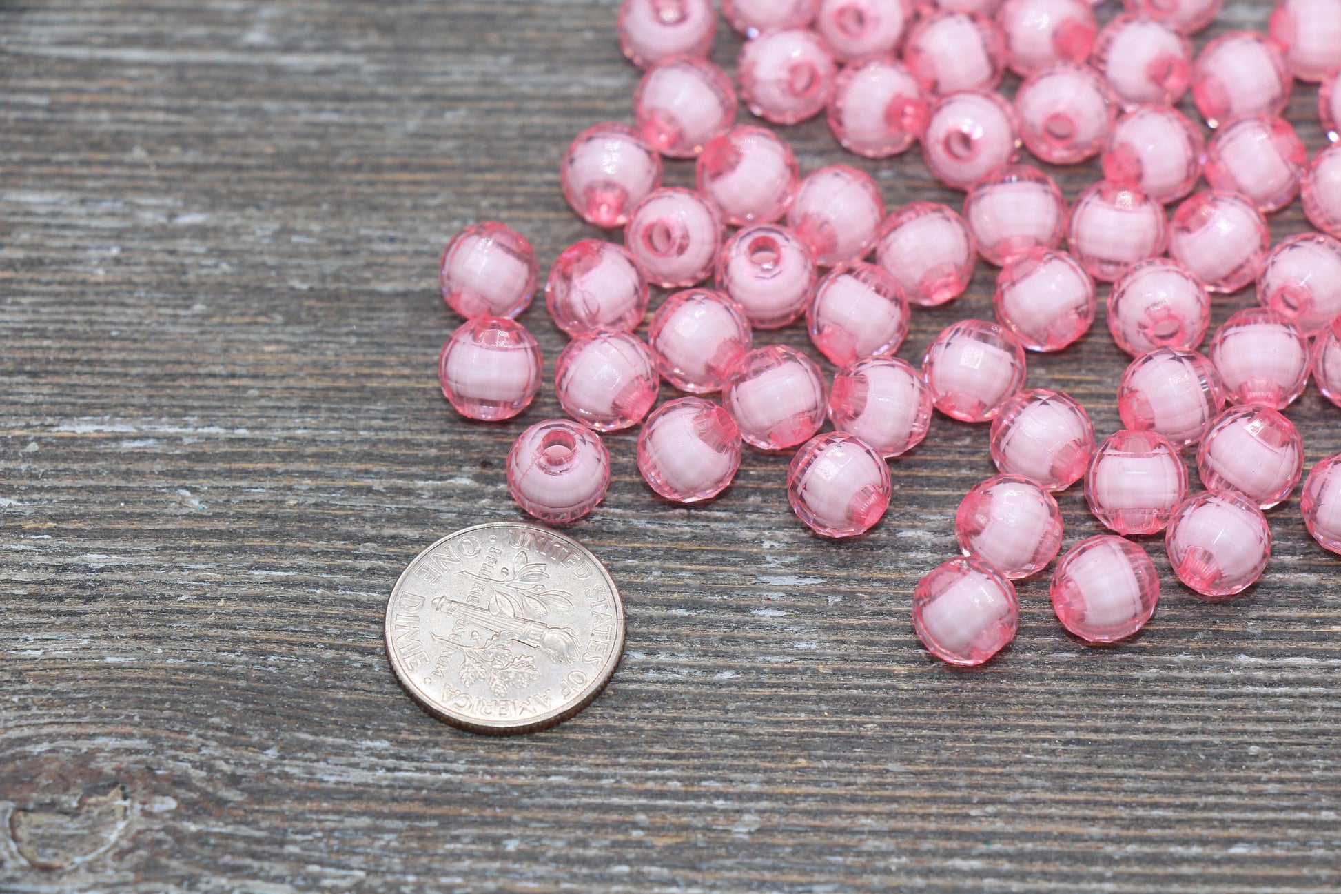 8mm Pink Faceted Beads, Round Faceted Acrylic Loose Beads, Bubblegum Beads, Chunky Beads, Bracelet Gumball Beads #1993