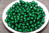 8mm Green Faceted Beads, Round Faceted Acrylic Loose Beads, Bubblegum Beads, Chunky Beads, Bracelet Gumball Beads #1996