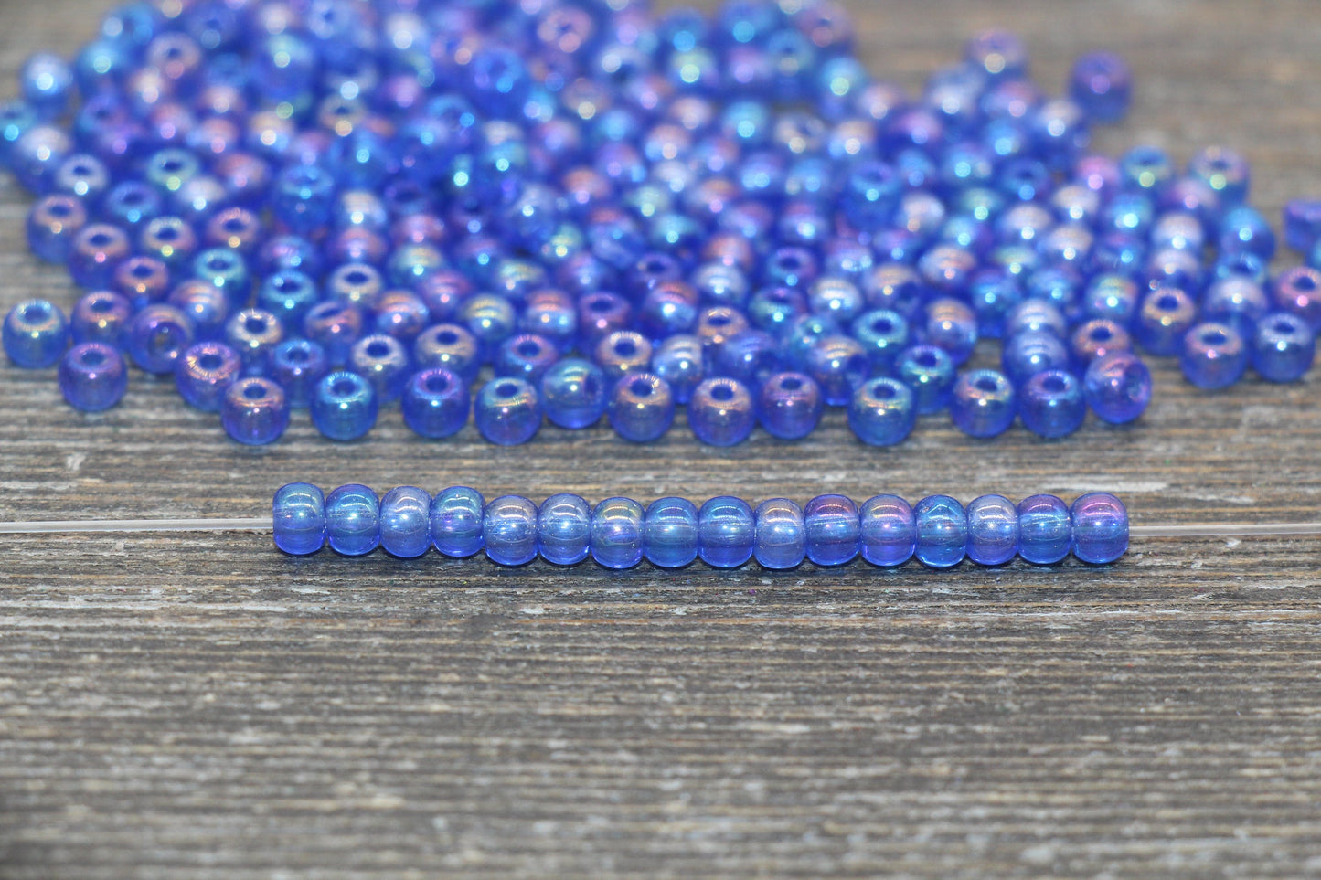 Round Transparent Iridescent Glass Beads, 4mm Glass Round Seed Beads, Blue AB Trans Seed Beads, Beading Supplies #2139