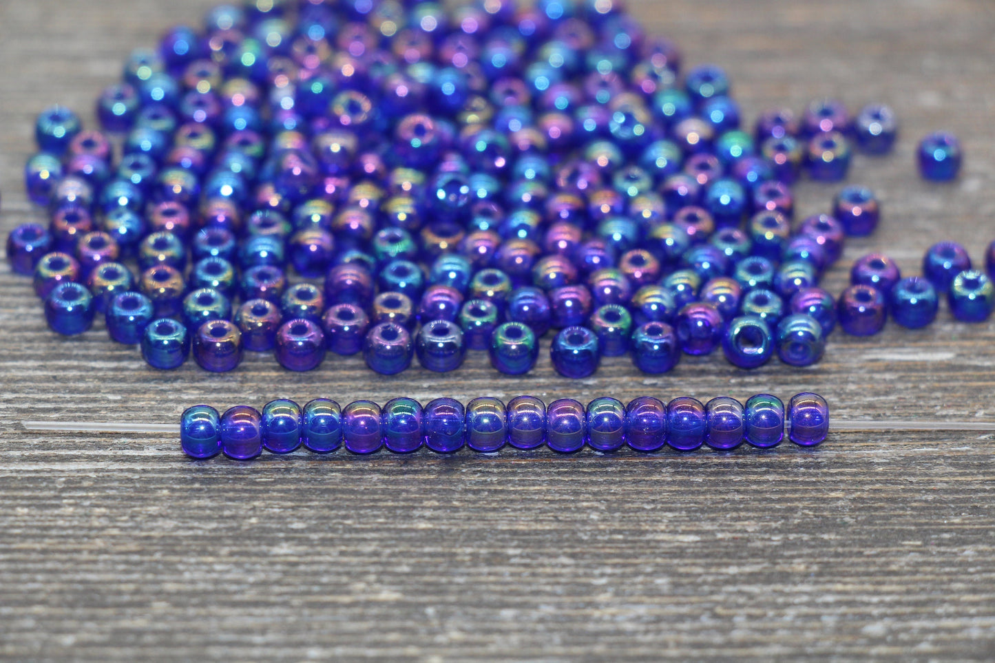 Round Transparent Iridescent Glass Beads, 4mm Glass Round Seed Beads, Royal Blue AB Trans Seed Beads, Beading Supplies #2140