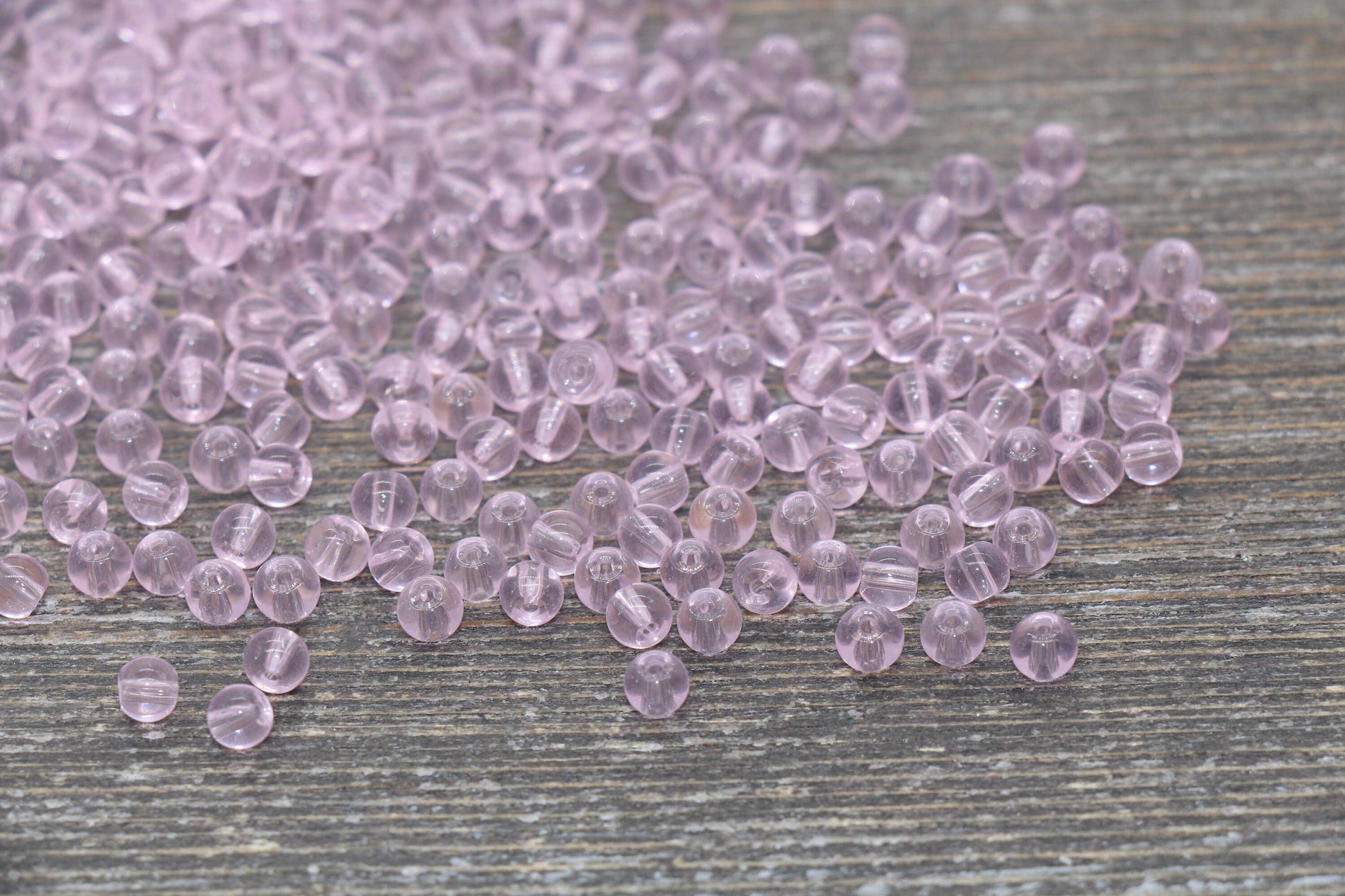 Round Transparent Glass Beads, 4mm Glass Round Seed Beads, Pink Trans Seed Beads, Beading Supplies #2149