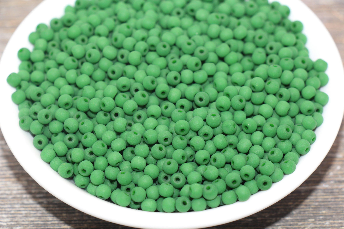 Round Matte Glass Beads, 4mm Glass Round Seed Beads, Frosted Green Seed Beads, Beading Supplies #2151