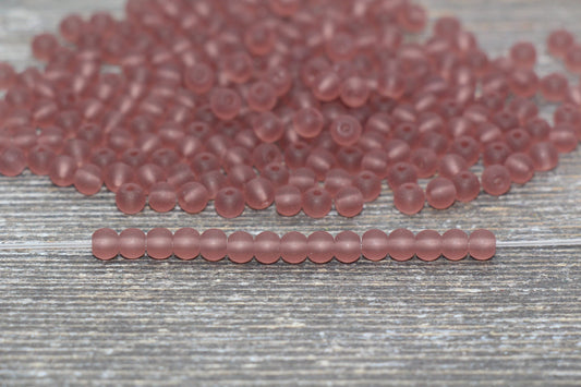 Round Matte Transparent Glass Beads, 4mm Glass Round Seed Beads, Frosted Trans Seed Beads, Beading Supplies #2156