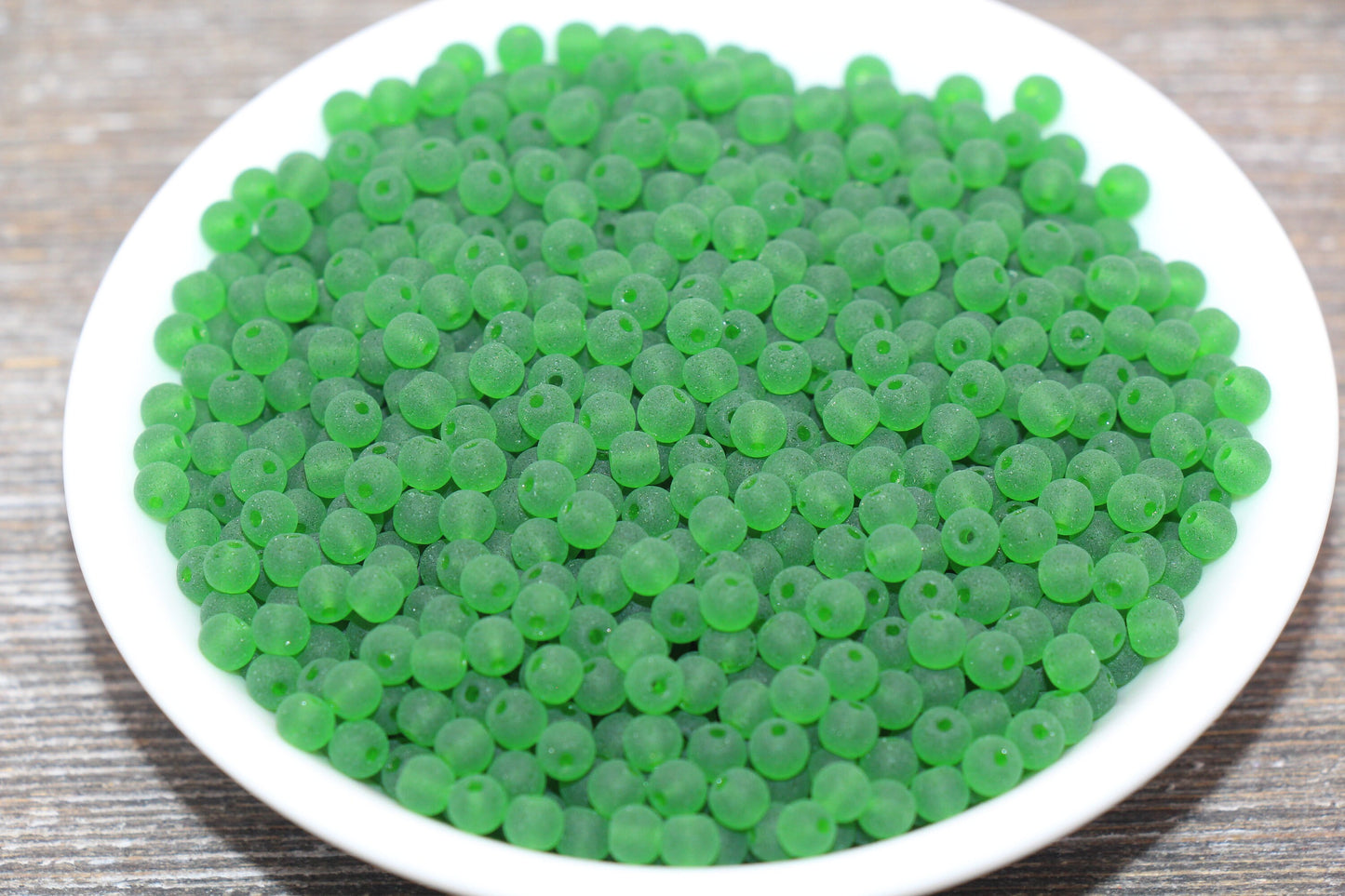 Round Matte Transparent Glass Beads, 4mm Glass Round Seed Beads, Frosted Green Trans Seed Beads, Beading Supplies #2162