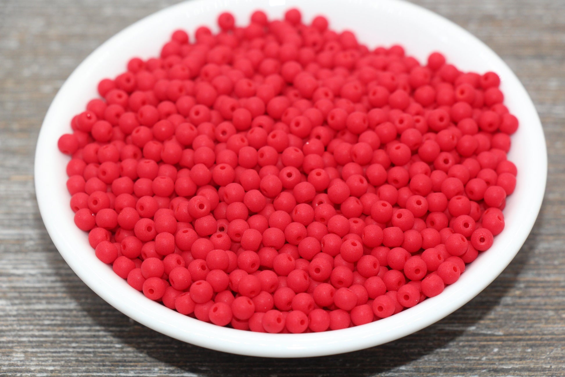 Round Matte Glass Beads, 4mm Glass Round Seed Beads, Frosted Red Seed Beads, Beading Supplies #2163