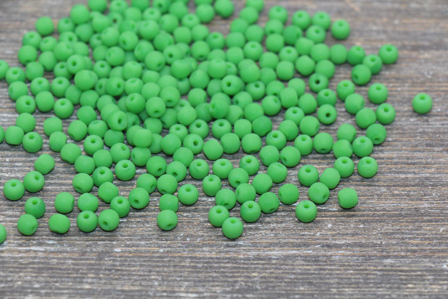 Round Matte Glass Beads, 4mm Glass Round Seed Beads, Frosted Green Seed Beads, Beading Supplies #2164