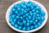 10mm Blue Faceted Beads, Round Faceted Acrylic Loose Beads, Bubblegum Beads, Chunky Beads, Bracelet Gumball Beads #2005