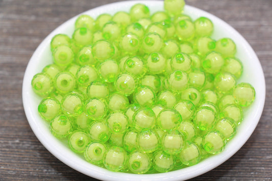 10mm Celery Green Faceted Beads, Round Faceted Acrylic Loose Beads, Bubblegum Beads, Chunky Beads, Bracelet Gumball Beads #2014