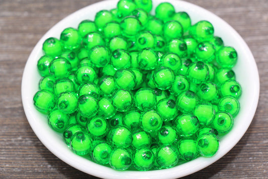 10mm Green Faceted Beads, Round Faceted Acrylic Loose Beads, Bubblegum Beads, Chunky Beads, Bracelet Gumball Beads #2015