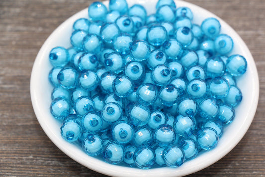 10mm Blue Faceted Beads, Round Faceted Acrylic Loose Beads, Bubblegum Beads, Chunky Beads, Bracelet Gumball Beads #2017