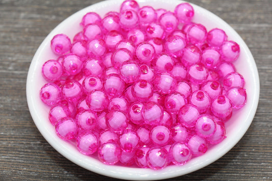 10mm Pink Faceted Beads, Round Faceted Acrylic Loose Beads, Bubblegum Beads, Chunky Beads, Bracelet Gumball Beads #2019