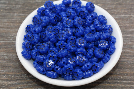 Royal Blue Smiley Face Beads, Cloud Shape Smiley Face Beads, Cute Smiling Face Beads, Happy Face Beads, Craft Bracelet Beads #2029