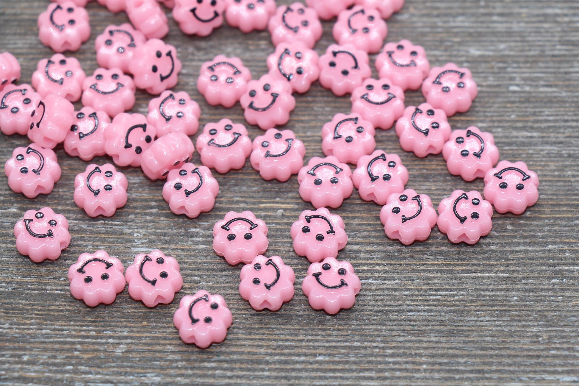Pink Smiley Face Beads, Cloud Shape Smiley Face Beads, Cute Smiling Face Beads, Happy Face Beads, Craft Bracelet Beads #2030