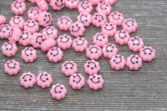 Pink Smiley Face Beads, Cloud Shape Smiley Face Beads, Cute Smiling Face Beads, Happy Face Beads, Craft Bracelet Beads #2030